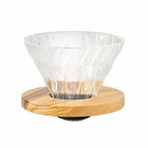 Hario V60 Dripper Glass with Olive Wood Base