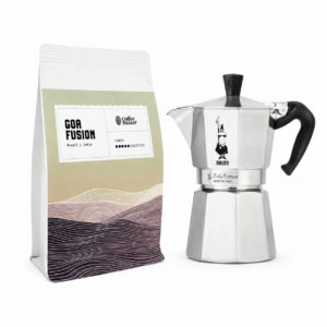 Moka Pot Express 3 cup + 250 gr kafa u zrnu Goa Fusion